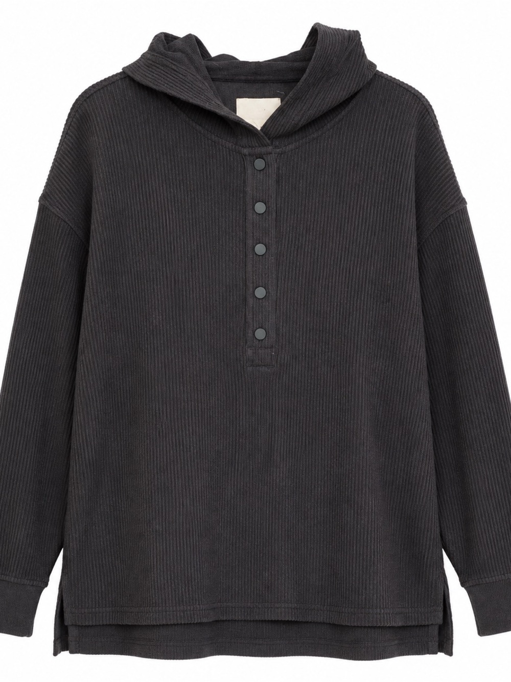 Aerie Textured Henley Hoodie Charcoal Oversized 100% Cotton Size M - Picture 3 of 12